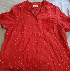 Blair red polka dot blouse Size L